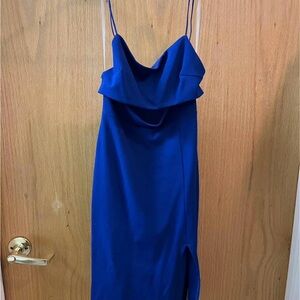 Elegant Blue Spaghetti Strap Dress
